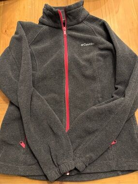 Columbia Gray Fleece Jacket with Pink Zipper